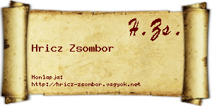 Hricz Zsombor névjegykártya